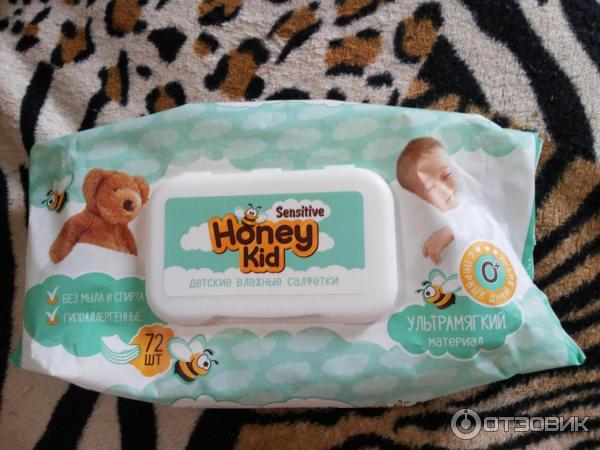 Детские влажные салфетки Honey Kid Sensitive фото