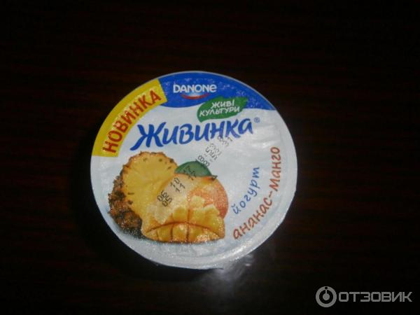 Йогурт ЖИВИНКА ананас — манго 1,5% жирности ТМ DANONE фото