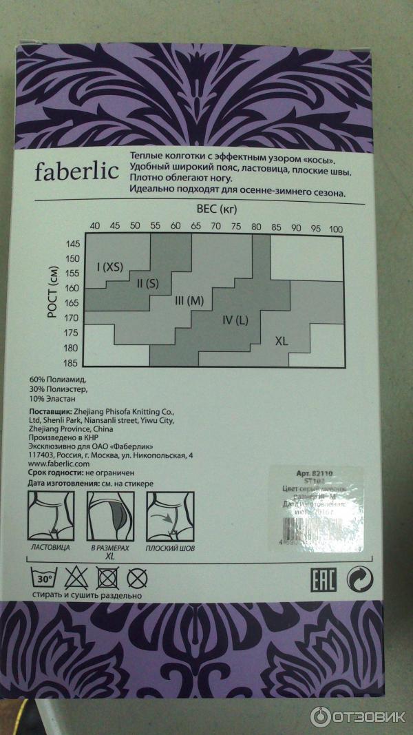 Таблица размеров фаберлик для женщин Отзыв о Колготки женские Faberlic ожидала немного другой вариант по такой цене, 