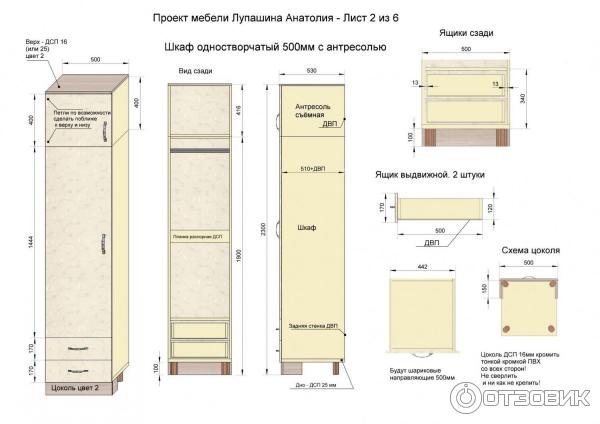 Шкаф одностворчатый для одежды размеры