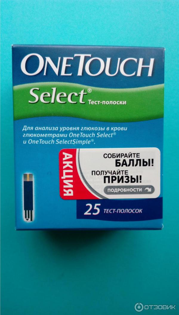 Тест-полоски для измерения уровня глюкозы в крови LifeScan OneTouch Select фото