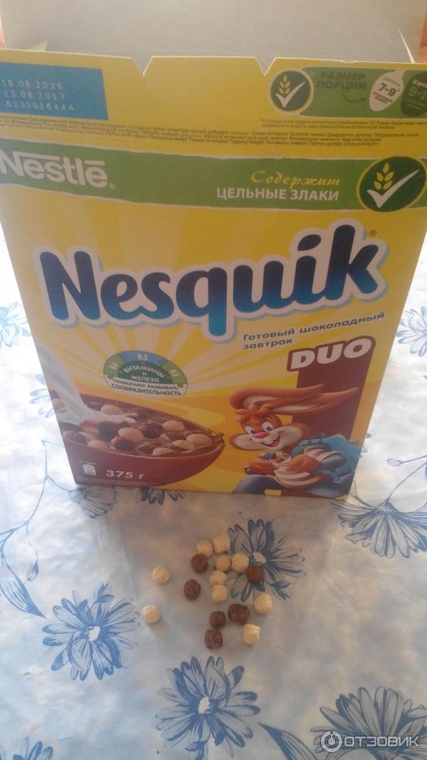 Готовый завтрак Nesquik Duo Nestle в коробке фото