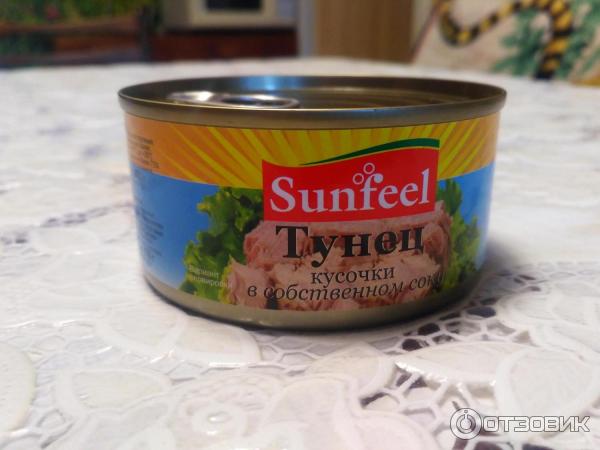 Тунец кусочки в собственом соку Sunfeel фото