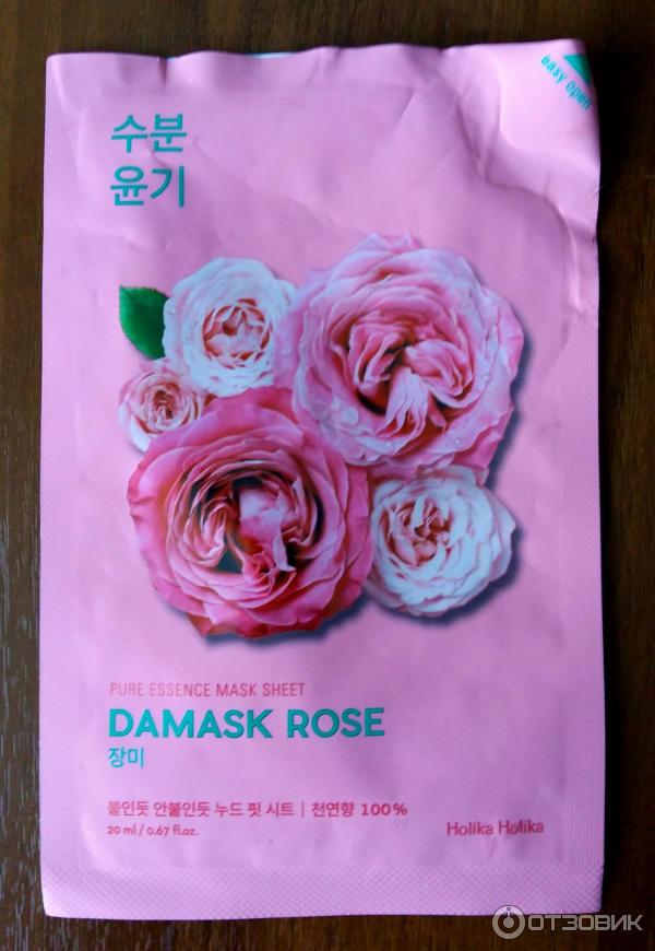 Тканевая маска с маслом дамасской розы Holika Holika Pure Essence Mask Damask Rose фото