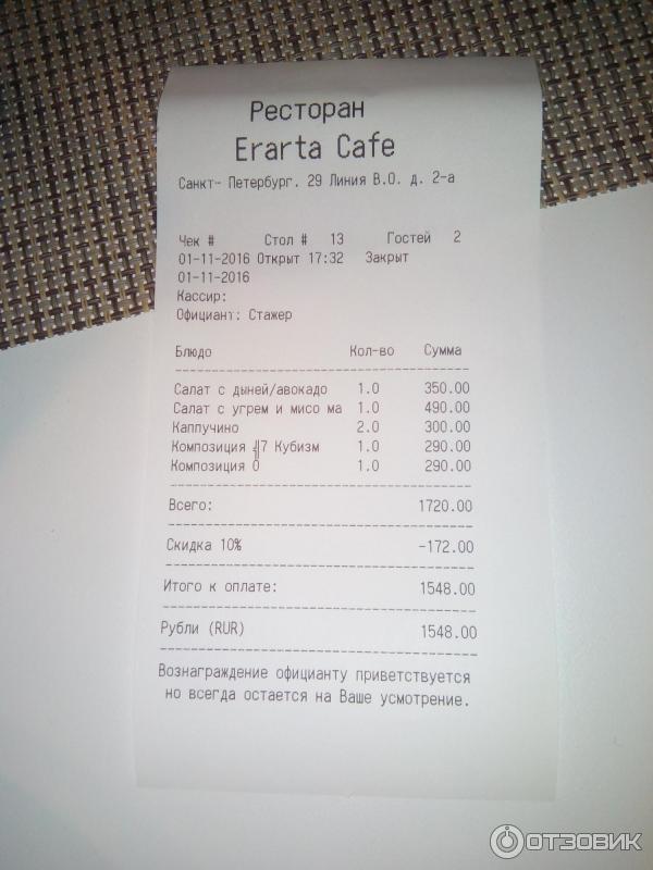 Ресторан Эрарта - Ресторан Erarta Cafe, Россия, Санкт-Петербург - цены, сервис, скидки постоянным клиентам - обладателям годовых абонементов галереи Эрарта