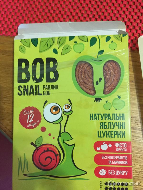 Натуральные яблочные конфеты Эко Снек Bob snail фото