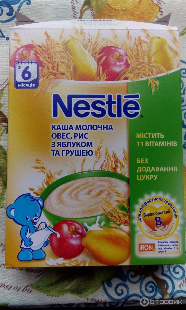 Каша молочная Nestle овес и рис с яблоком и грушей фото