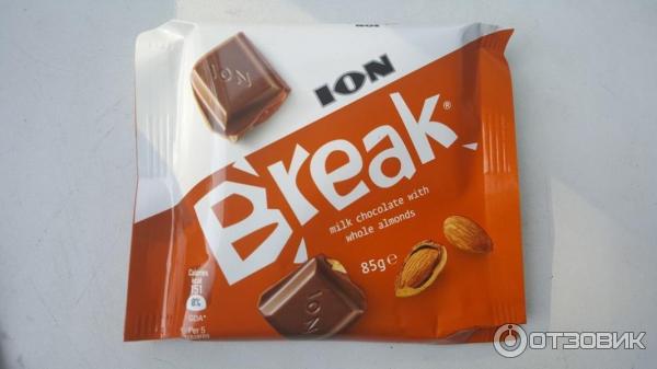 Шоколад ION Break milk chocolate with whole almonds фото