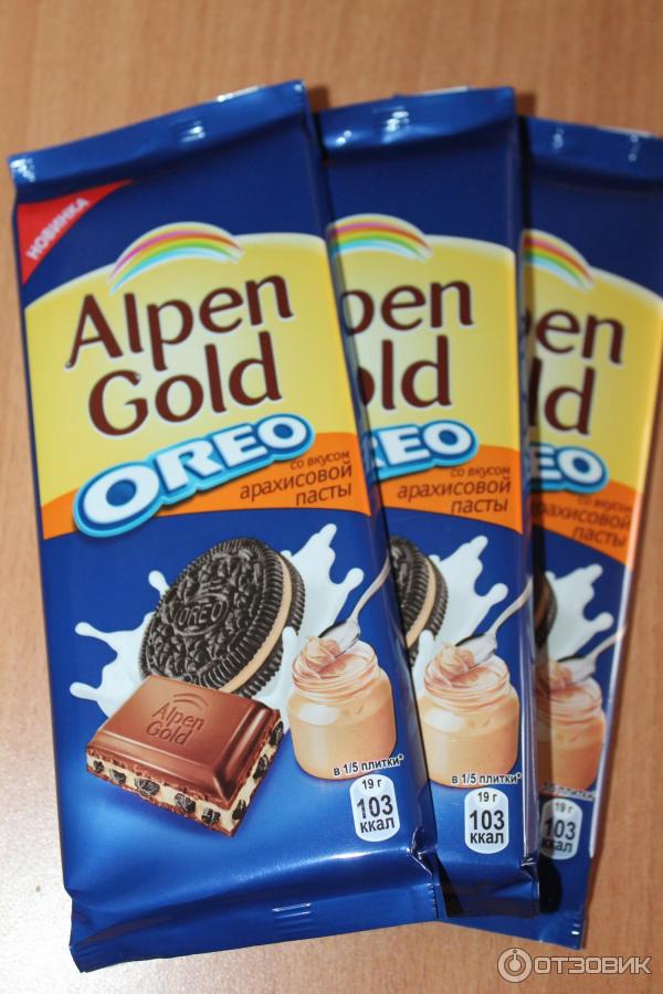 Шоколад Alpen Gold Oreo со вкусом арахисовой пасты фото