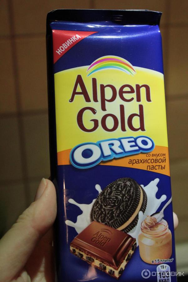 Шоколад Alpen Gold Oreo со вкусом арахисовой пасты фото