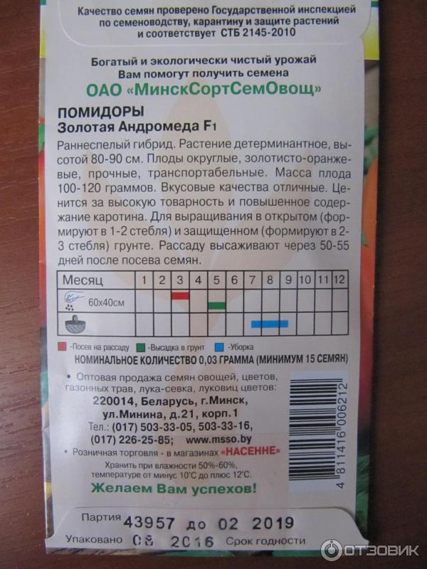 Отзыв о Семена томата Аэлита "Золотая Андромеда" | Помидоры с высоким ...