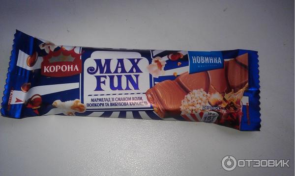 Молочный шоколад Корона MAX FUN c мармеладом, попкорном и карамелью фото