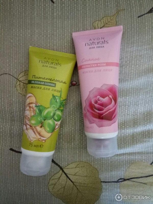 Маска для лица Avon Naturals Зеленая олива и Сияние. Лепестки розы