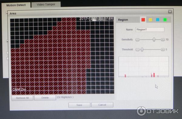 Настройка чувствительности срабатывания по движению IP-камеры Dahua DH-IPC-HFW1300SP
