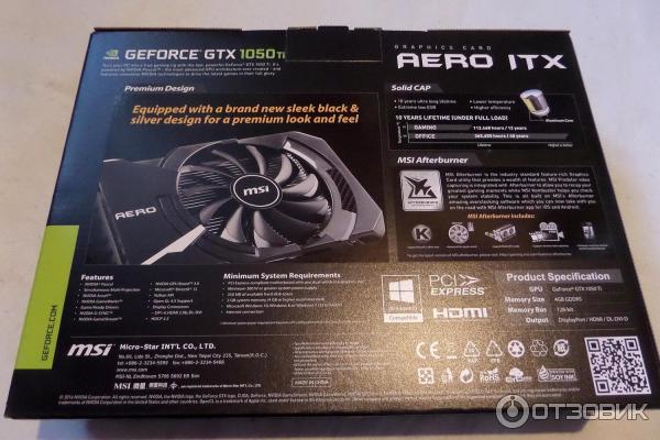 Отзыв о Видеокарта MSI GeForce GTX1050 Ti AERO ITX 4G OC | Компактная и ...