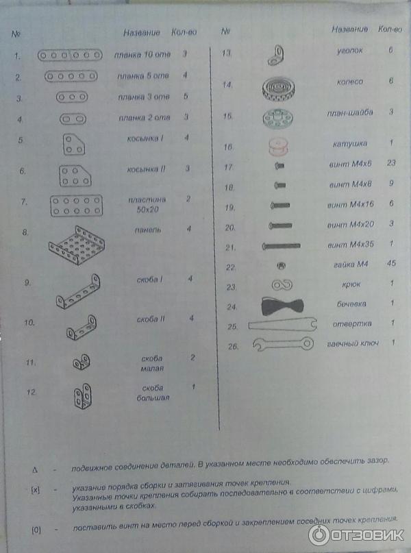 Конструктор металлический N3 для уроков труда от компании Десятое Королевство состав комплекта - детали конструктора