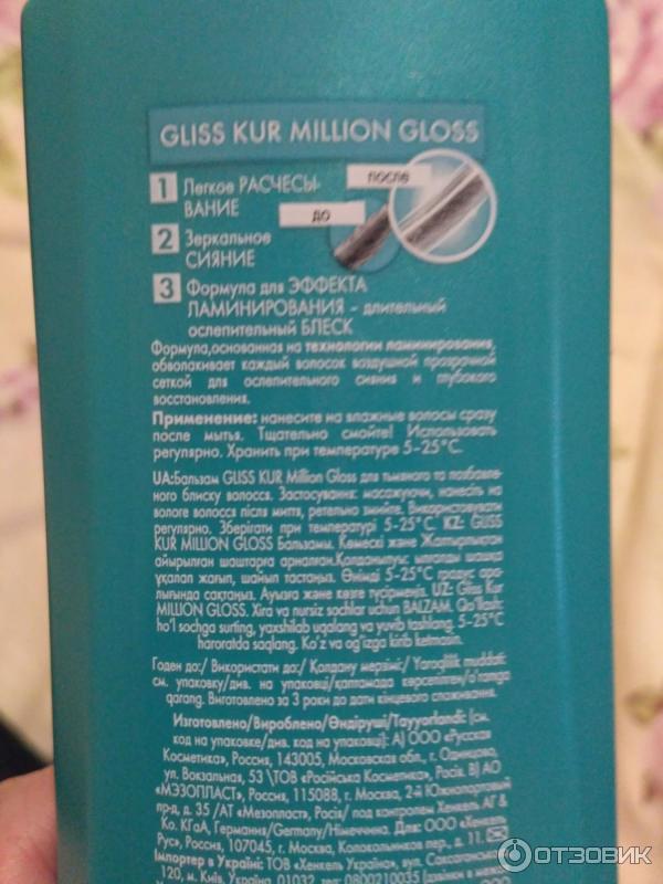 Бальзам для волос Gliss Kur Million Gloss фото